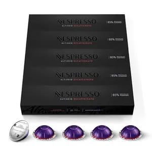 Nespresso Vertuo Altissio Decaffeinato dark roast espresso pods, 50 count, brewing 1.35 oz