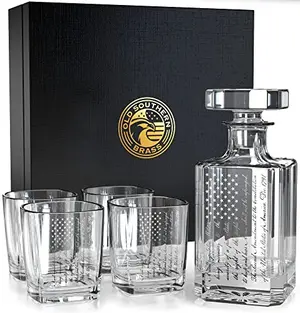 Old Southern Brass 2A Amendment patriotic decanter and whiskey glasses set