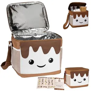 The S'mores Company insulated cooler bag caddy with smiling design