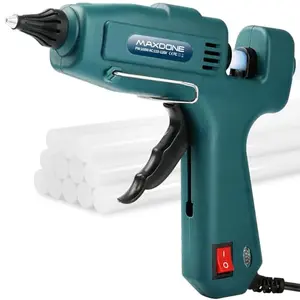 MAXDONE Fireproof 100W Hot Glue Gun Kit with 12 glue sticks for heavy-duty use