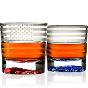 Greenline Goods American flag glasses with a bald eagle revealed at the base