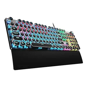 AULA F2088 mechanical keyboard with steampunk round keycaps and wrist rest