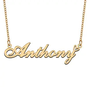 Aoloshow gold plated Anthony name necklace with heart