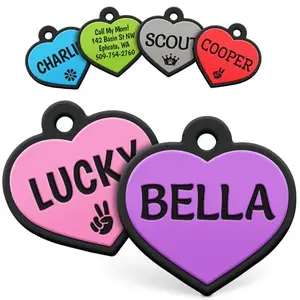 GoTags purple silicone heart dog tag