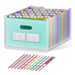 ThinkTex 26-Pocket Accordion File Organizer in green with A-Z tabs