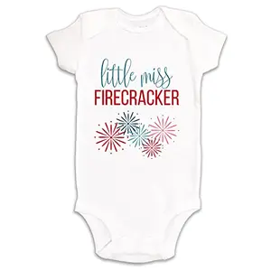 Kate & Meri Little Miss Firecracker onesie on baby girl