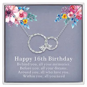 Sweet 16 sterling silver necklace with interlocking infinity circles