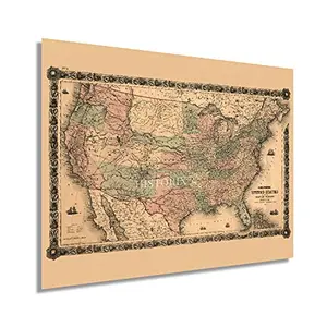Vintage reproduction of the 1861 United States military map by HISTORIX on matte paper, showing historical details