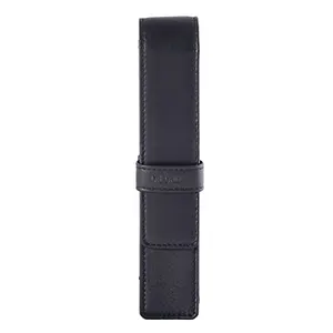 DiLoro single pen case in black leather with a fountain pen inside