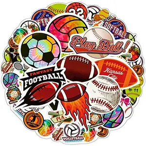 100 piece vinyl sports stickers pack with volleyball, softball, football, basketball designs