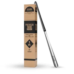 Velette 30 inch long metal shoe horn with curved handle
