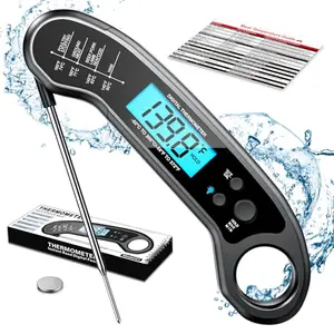 ROUUO black digital meat thermometer with large LCD screen
