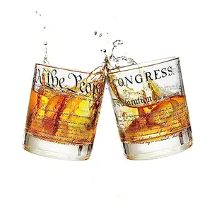 Set of two whiskey glasses with US Constitution and Declaration of Independence designs