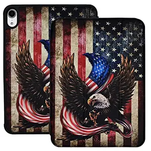 YHB Bald Eagle American Flag rotating iPad mini case with pencil holder
