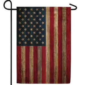 America Forever Rustic American Garden Flag displayed on a stand
