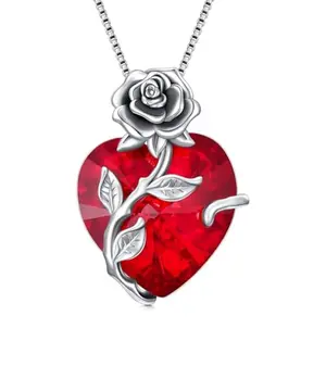 OCJ rose heart garnet necklace on woman