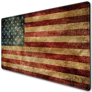 Extended XXL American flag desk mat with Lycra surface