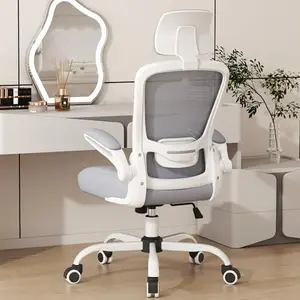 Moon grey Mimoglad office chair with adjustable headrest and flip-up armrests