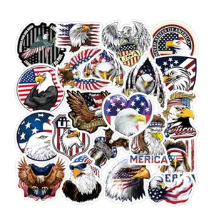 Collection of waterproof bald eagle stickers with American flag designs