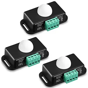 Weewooday black PIR motion sensor 3 pack for LED strip lights, compact size