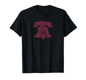 Vintage maroon Philadelphia street map t-shirt with Liberty Bell graphic, ideal for tour groups