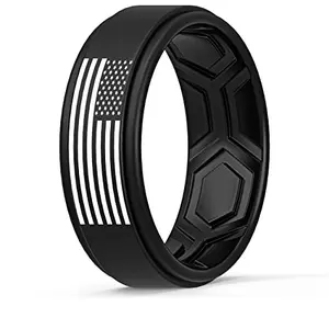 ThunderFit silicone wedding rings multipack with flag design