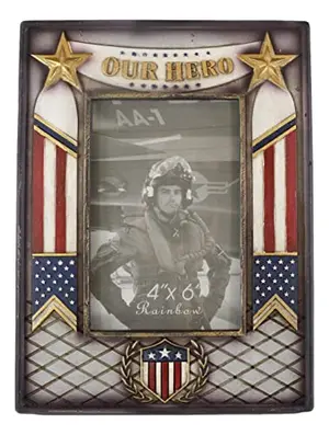 Veteran memorial 'Our Hero' picture frame with American flag design for 4x6 photo