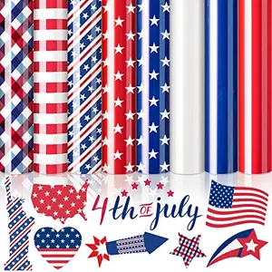 Whaline 4th of July Heat Transfer Vinyl sheets with stars and stripes patterns