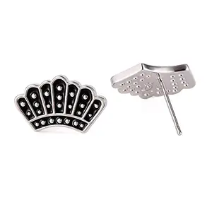 MALOYANVE RBG Dissent Collar Stud Earrings in silver finish