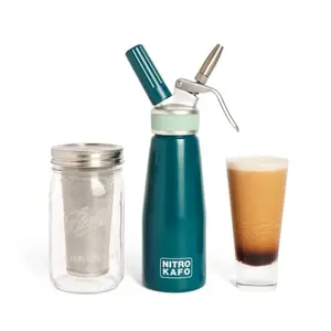 Teal NITRO KAFO nitro coffee maker with mason jar cold brew filter