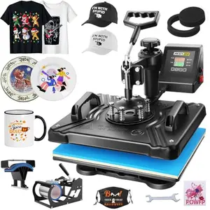 WHUBEFY 5 in 1 Heat Press Machine with 360 rotation and advanced insulation for safe, easy t-shirt printing