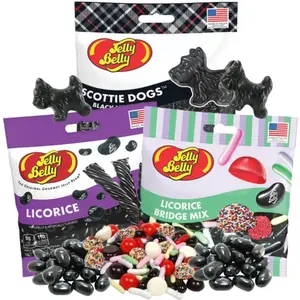 Needzo licorice assortment pack with jelly beans, bridge mix, and Scottie dogs
