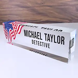 Artblox US flag acrylic desk name plate