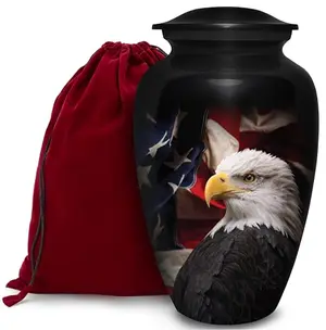 Patriotic heart-shaped urn with eagle and American flag