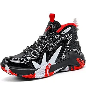 JMFCHI kids basketball shoes in black and red