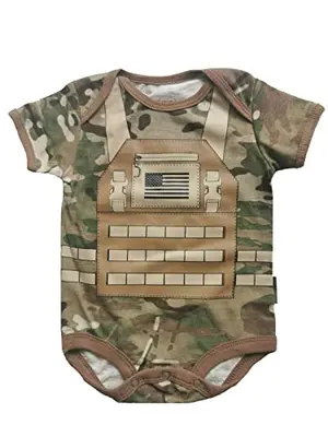 Army Air Force Future Soldier Multicam Camo Short Sleeve Baby Flak Jacket Bodysuit