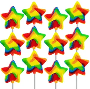 Dreidel Company star shaped rainbow swirl lollipops 24 pack