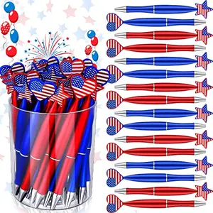 Yexiya 48 American flag retractable pens with star and heart decorations