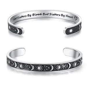 TONY & SANDY sister cuff bracelet with inspirational engraving on stainless steel