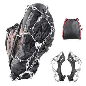 TRIWONDER 8-spike crampons on a hiking boot