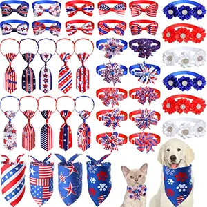 40-piece Maitys pet accessory set with neckties, bow ties, and bandanas in patriotic designs