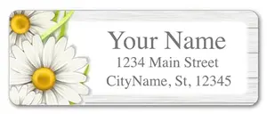 Guajolote Prints Charming Daisies return address labels with vibrant daisy design