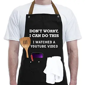 Black REHAVE funny cooking apron with three pockets