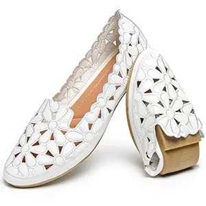 HEAWISH women's floral ballet flats in black and beige with flower pattern