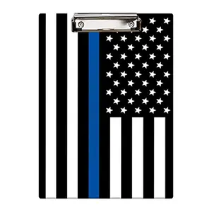 Decorative wood clipboard with blue line American police flag design, lightweight and affordable for volunteer events
