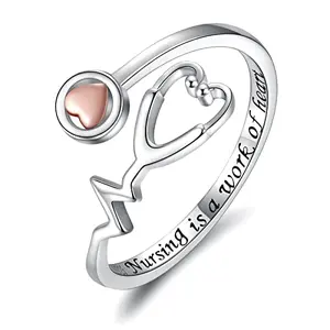 HongZhuan stethoscope ring and earrings set in rose gold plating