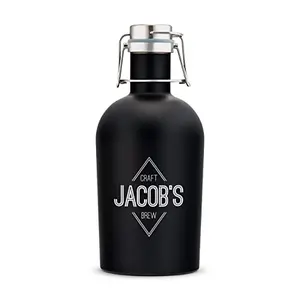 WEDDINGSTAR customizable black stainless steel growler with diamond emblem