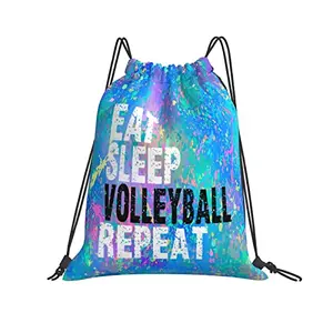 Drawstring backpack with volleyball graphic