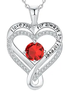 Mkhhy infinity heart garnet necklace on woman