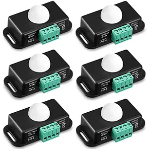 Macarrie black 6 pack PIR motion sensor controllers for LED strip lights, 12V-24V